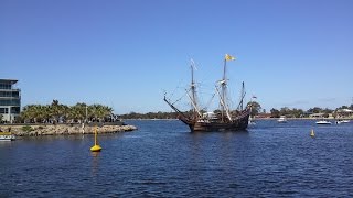 Duyfken Ship (Replica) Arrives at Mandurah