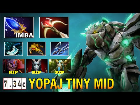 Rank 17 Yopaj Show [Tiny] Mid Full Physical Builds Combo Insane Kill Unstopable Dota2 7.34C