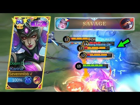 KARINA 1 VS 5 EASY SAVAGE 😱 TUTORIAL BUILD AND EMBLEM!! TOP 1 GLOBAL KARINA MLBB