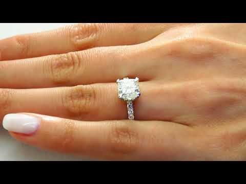 2.40 CT VS2 G CUSHION CUT DIAMOND ENGAGEMENT RING 14K WHITE GOLD