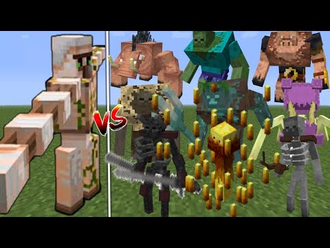 Helicopter Iron golem vs Mutant creatures | Minecraft mob battle