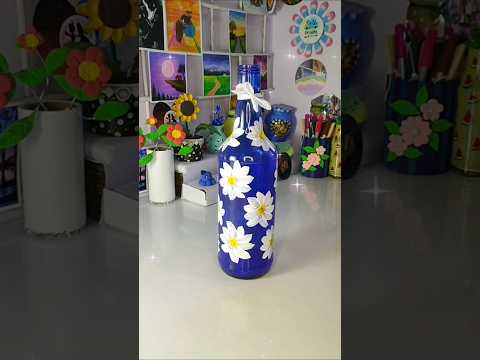 painting on glass bottle 🧂💙🌼#shorts#diy#painting#art