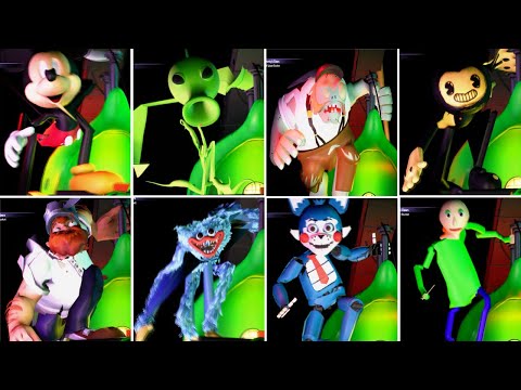 ALL NEW FINAL BOSSES OVER MONTY - FNAF Security Breach (Candy, Huggy, Baldi, PvZ, Mickey, Bendy)