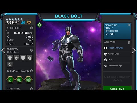Ascended 6 Star Black Bolt vs LOL Starlord | 102 seconds | #mcoc #marvelcontestofchampions