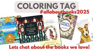 All about the books we love and/or fear | #allaboutbooks2025 | adult coloring tag |