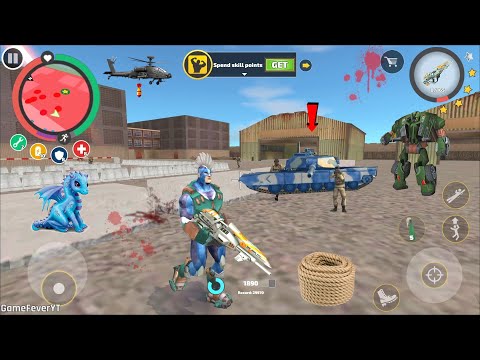 Rope Hero: Vice Town (Rope Hero Fight Army Base) New Rounded Wave Gun Update - Android Gameplay HD