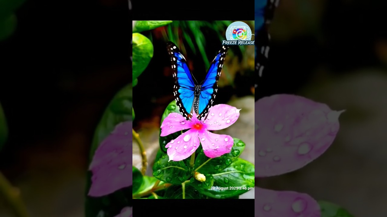 ​Raindrops & Royalty: Stunning Butterfly on a Pink Periwinkle #flute