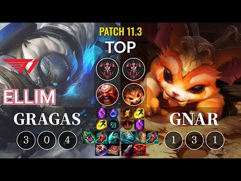 T1 Ellim Gragas vs Gnar Top - KR Patch 11.3