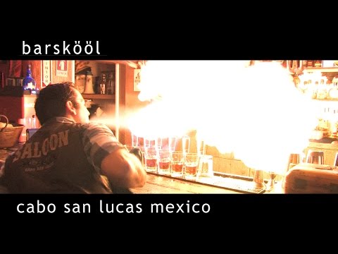 fire breathing bartender lights shots - barskool cocktail recipe