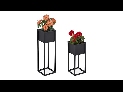 Metall Blumenständer 2er Set in Schwarz Schwarz - Metall - 21 x 70 x 21 cm