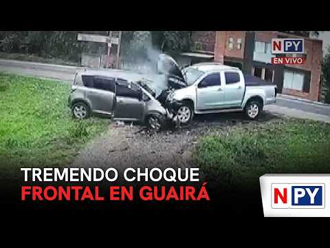 Tremendo choque frontal en Guairá