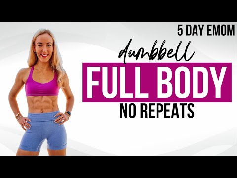 🔥 30 Min EMOM Full Body Workout at Home With Dumbbells | No Repeats