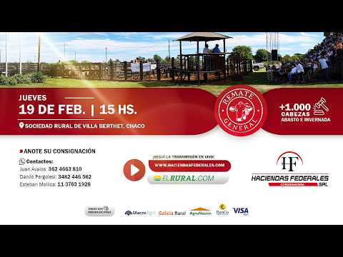 HACIENDAS FEDERALES - Jueves 19 de Febrero - Villa Berthet (Ch.) +1.000 cabezas