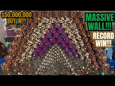 🔵WORLD’S LARGEST POKER CHIP WALL CRASH! HIGH RISK COIN PUSHER, $50,000,000.00 BUY IN! (RECORD WIN)