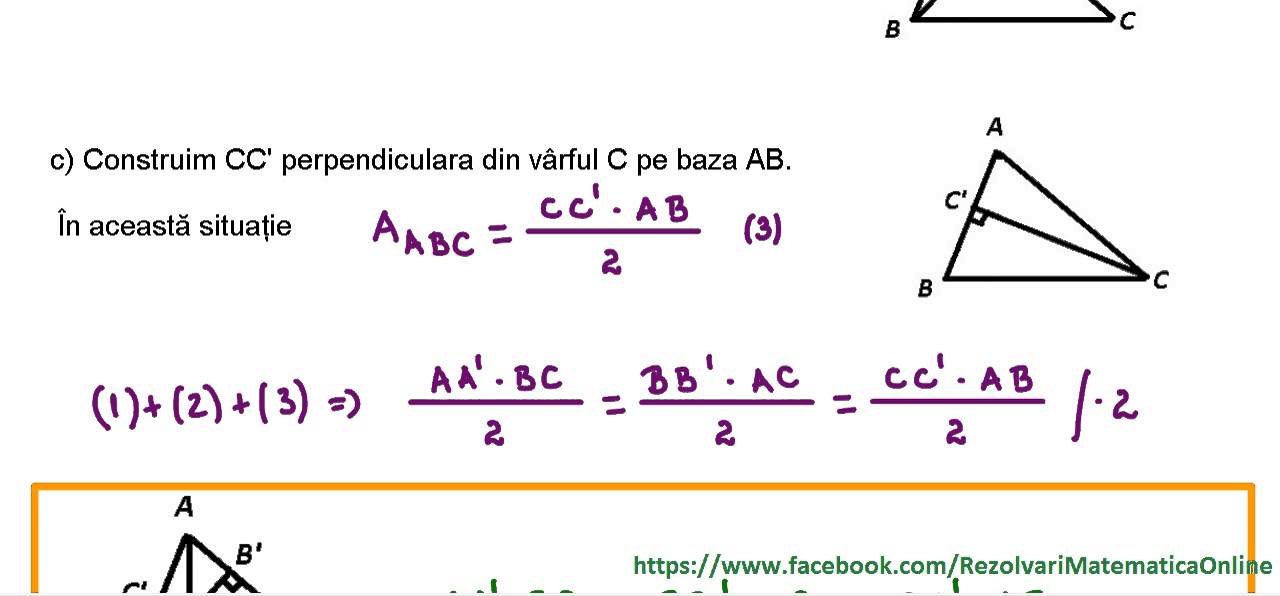 Watch In Triunghiul Abc Oarecare Se Duc Ad Perpendicular Pe Bc Now Clasa a VII -a - Aria triunghiului oarecare - baza ori inaltimea supra 2