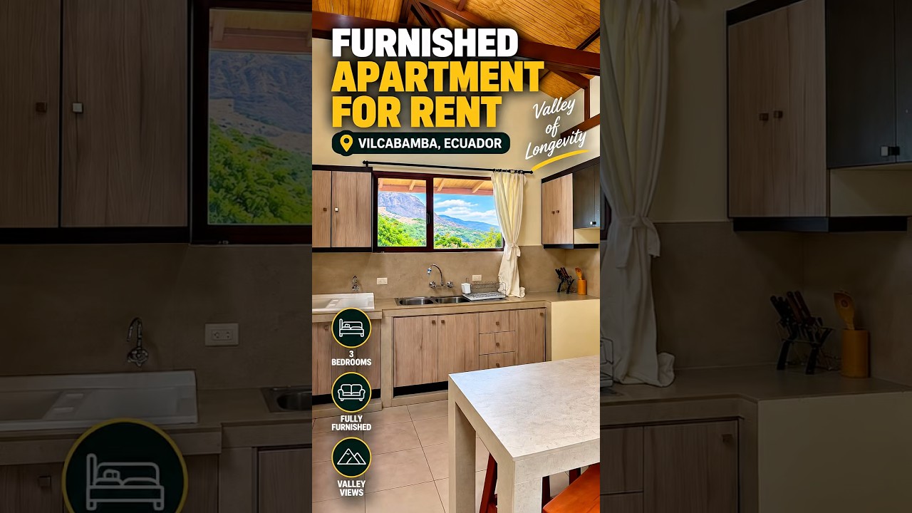 Video cover for a furnished three-bedroom apartment for rent in Vilcabamba, Ecuador