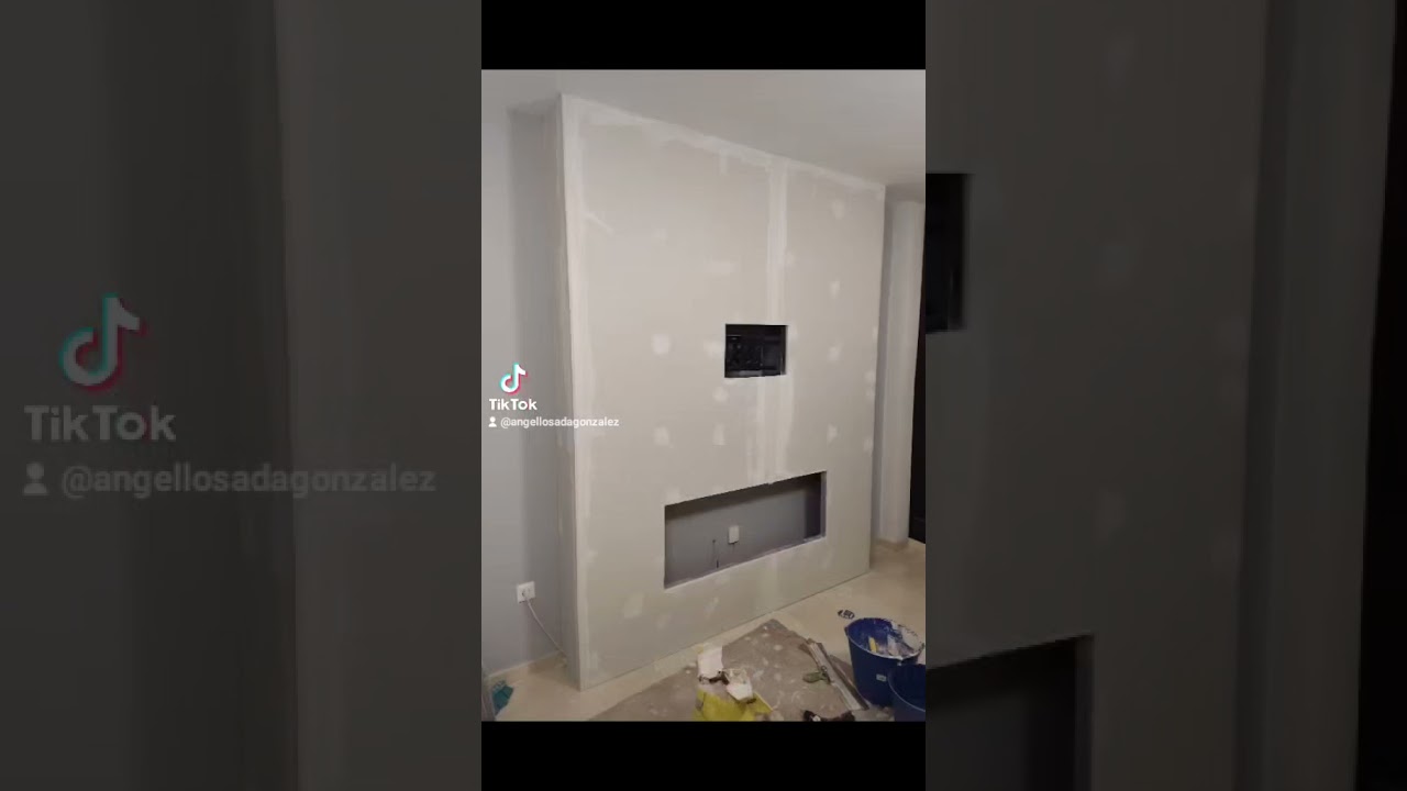mueble tv Pladur y chimenea eléctrica