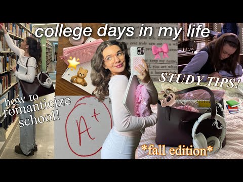 PRODUCTIVE COLLEGE DAY IN MY LIFE🎀 *fall edition* (back to school, how to romanticize school, tips!)