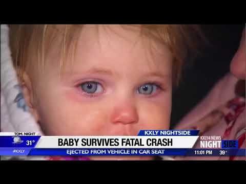 Baby survives fatal crash, ejected in car seat