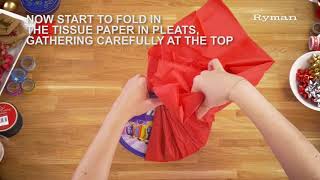 How to Gift Wrap a Round Tin or a Round Tub of Chocolates