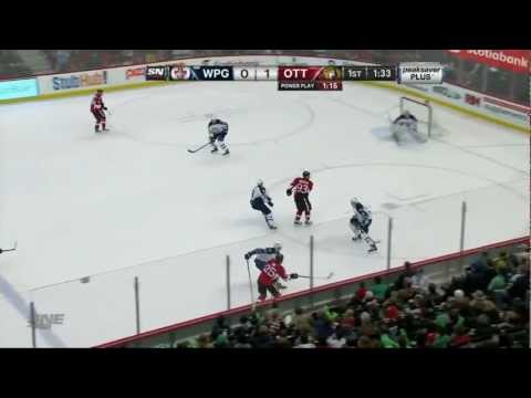 #33 Jakob Silfverberg PP Goal on O Pavelec (Winnipeg Jets vs Ottawa Senators Mars 17, 2013) NHL HD