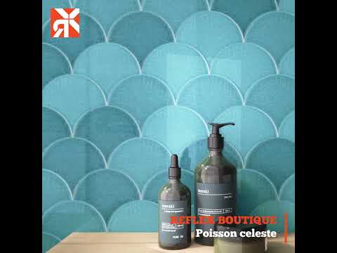 Carrelage mur écaille de poisson celeste