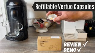 Nespresso Vertuo Reusable Capsules Review | Geesta Foil Lid Kit | Refillable pods VertuoLine Reviews
