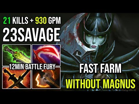 23savage [Phantom Assassin] 12Min Battle Fury Without Magnus 2xRampage 930GPM 21Kills 9000MMR Dota 2