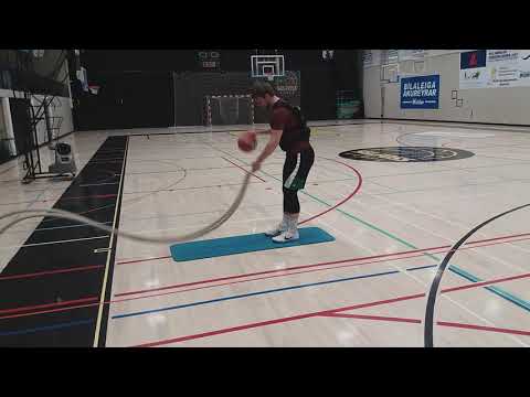 Battle rope ball handling series 1: waves kneeling to standing