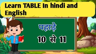 Table of 10 ,11 | Multiplication Tables for Kids | 10 ka Pahada | Maths Tables |