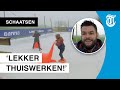Sjinkie Knegt bouwt ijsbaan in achtertuin