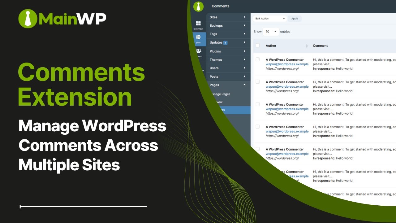 Comments extension: Manage WordPress Comments Across Multiple Sites - MainWP 101