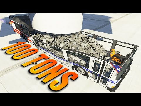 I put 100 tons of bricks on the bus - BeamNG DRIVE crashes