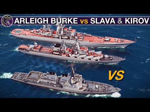 Arleigh Burke II vs Slava Cruiser & Kirov Battlecruiser | Sea Power
