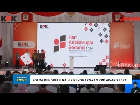POLDA BENGKULU RAIH DUA KPK AWARD JUARA 2 KATEGORI PADA PERINGATAN HAKORDIA 2024