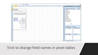 Trick to change field names in pivot tables