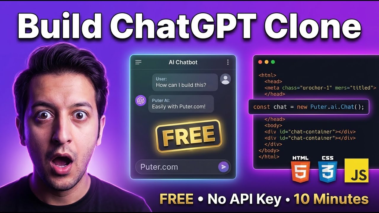 Build a ChatGPT Clone in 10 Minutes - FREE AI Chatbot (No API Key Needed!)
