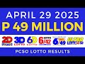 Lotto Result Today 9pm April 29 2025 PCSO