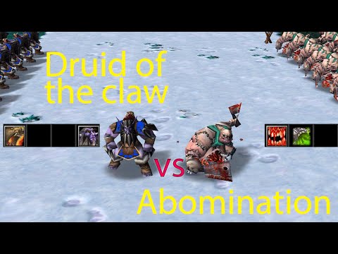 100 Druid of the Claw Vs 100 Abomination - who win - find the strongest units in warcraft3