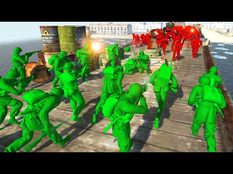Insane Green Army Men BRIDGE CROSSING Battle! - Men of War: Army Men Mod Battle Simulator