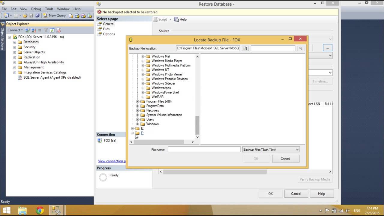 SQL Server - How to restore a database | FoxLearn