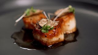 My first time cooking seared scallops and using whole truffles.