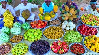 FRUIT SALAD | Colourful Healthy Fruits mixed salad recipe | Fruits Cutting and Eating in Village
