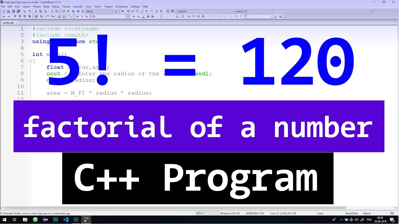 C++ Program to find the Factorial of a Number using For Loop