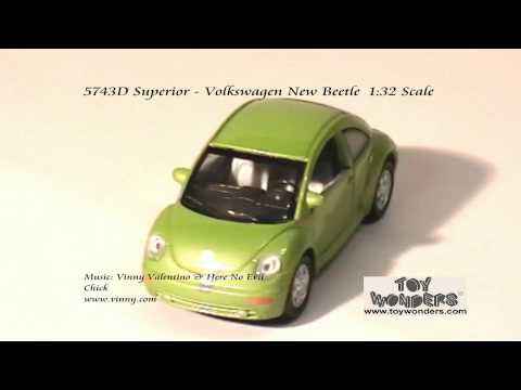 Металлическая машинка Kinsmart 1:32 «Volkswagen Beetle New» KT5028D, инерционная / Желтый