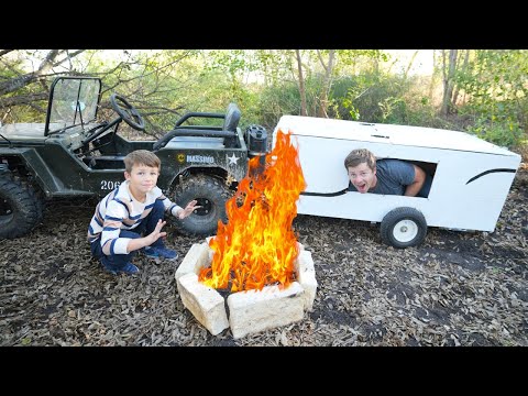Hudson goes Camping | Exploring the Forest | Tractors for kids