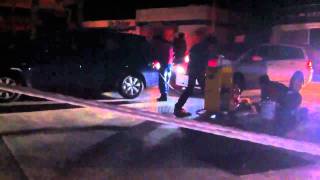 Earth Quake Hand Pumping at Gas Station