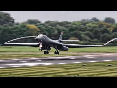 B-1B Bombers Takeoff & Land In England