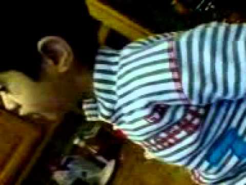 Junaid eating his own homemade birthday cake