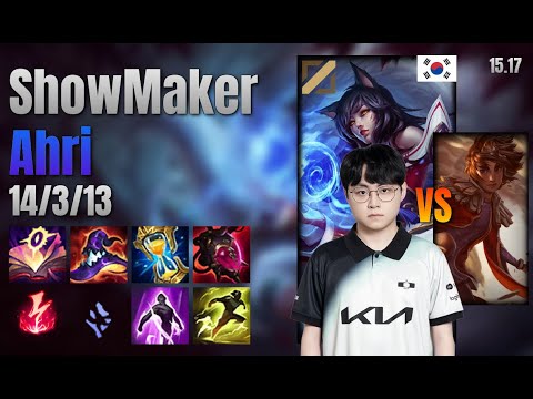 ShowMaker Mid Ahri vs Taliyah lol KR solo rank Full Game 15.17 | 쇼메이커 아리 vs 탈리야